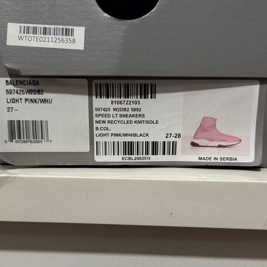 Balenciaga Women's Light Pink And White Speed Lt Sneakers